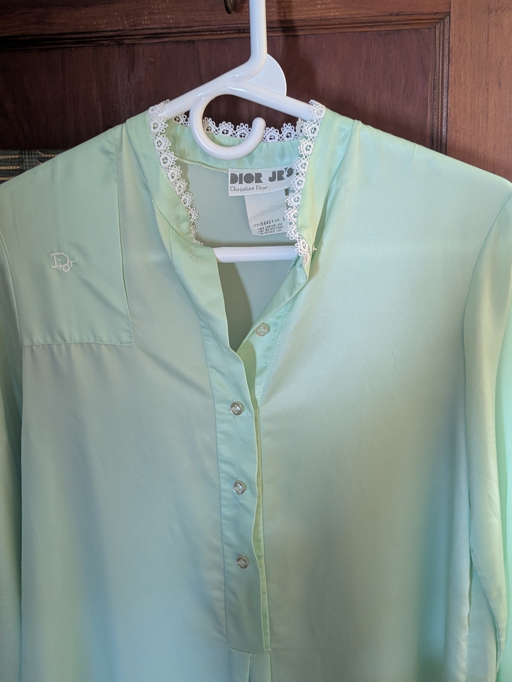 Vintage 70s Christian Dior Jr's Seafoam Green Maxi Nightgown